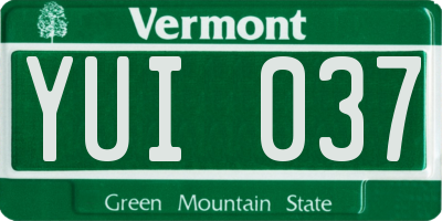 VT license plate YUI037
