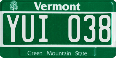 VT license plate YUI038