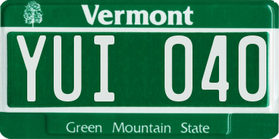 VT license plate YUI040