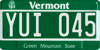 VT license plate YUI045