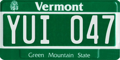 VT license plate YUI047