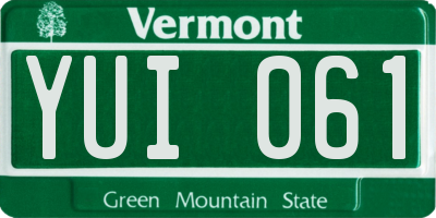 VT license plate YUI061
