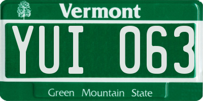 VT license plate YUI063