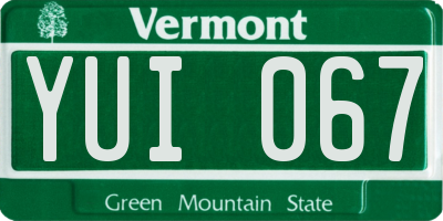 VT license plate YUI067