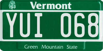 VT license plate YUI068
