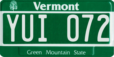 VT license plate YUI072