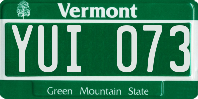 VT license plate YUI073