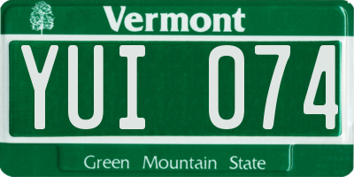 VT license plate YUI074