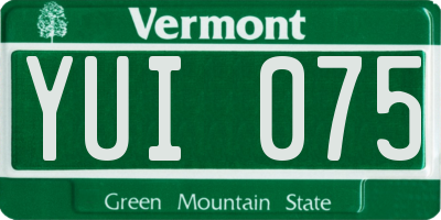 VT license plate YUI075