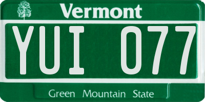 VT license plate YUI077