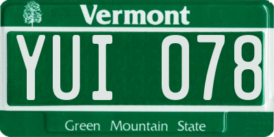 VT license plate YUI078