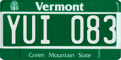 VT license plate YUI083