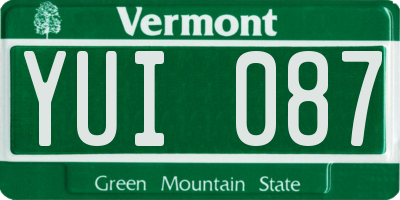 VT license plate YUI087