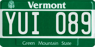 VT license plate YUI089