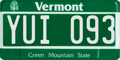 VT license plate YUI093