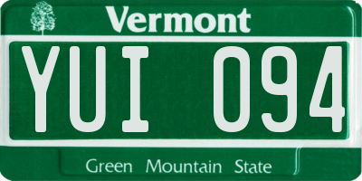 VT license plate YUI094