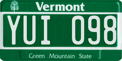 VT license plate YUI098