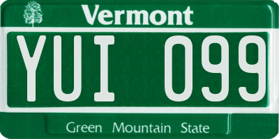 VT license plate YUI099
