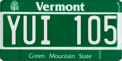 VT license plate YUI105