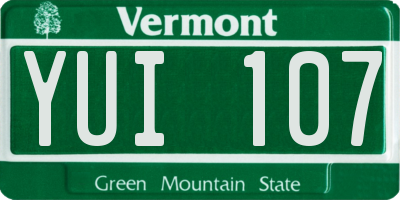 VT license plate YUI107