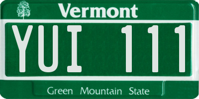 VT license plate YUI111
