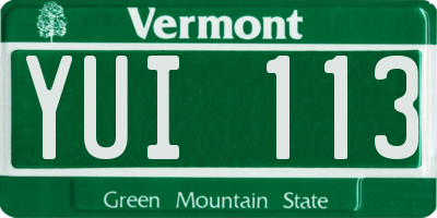 VT license plate YUI113