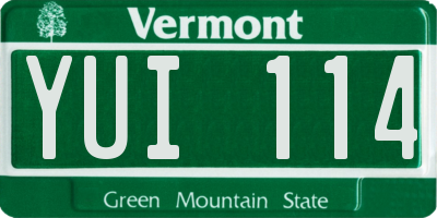 VT license plate YUI114
