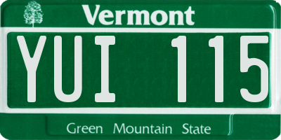VT license plate YUI115