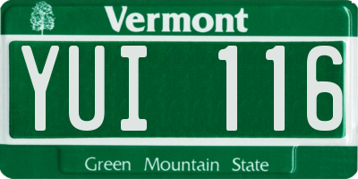 VT license plate YUI116