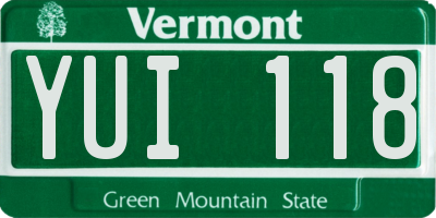 VT license plate YUI118