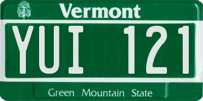 VT license plate YUI121