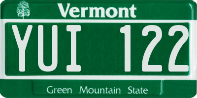 VT license plate YUI122