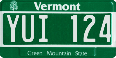 VT license plate YUI124