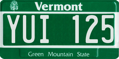 VT license plate YUI125