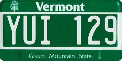 VT license plate YUI129