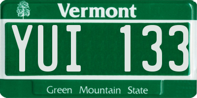 VT license plate YUI133