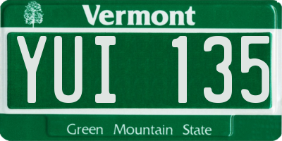 VT license plate YUI135