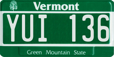 VT license plate YUI136