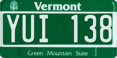 VT license plate YUI138