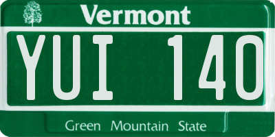 VT license plate YUI140