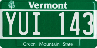 VT license plate YUI143
