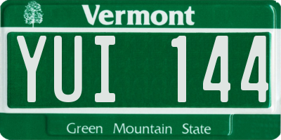 VT license plate YUI144
