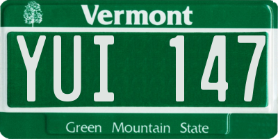VT license plate YUI147