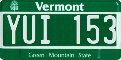 VT license plate YUI153