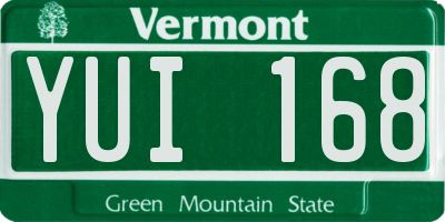 VT license plate YUI168