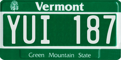 VT license plate YUI187