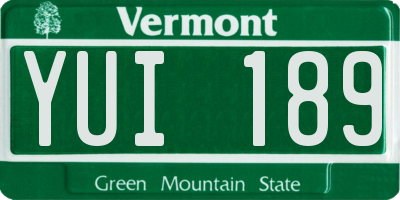 VT license plate YUI189