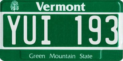 VT license plate YUI193