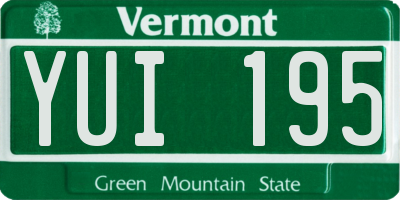 VT license plate YUI195