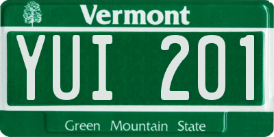 VT license plate YUI201